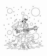 Skeleton Banjo Coloring Page / Outer Space Digital Download  sketch template
