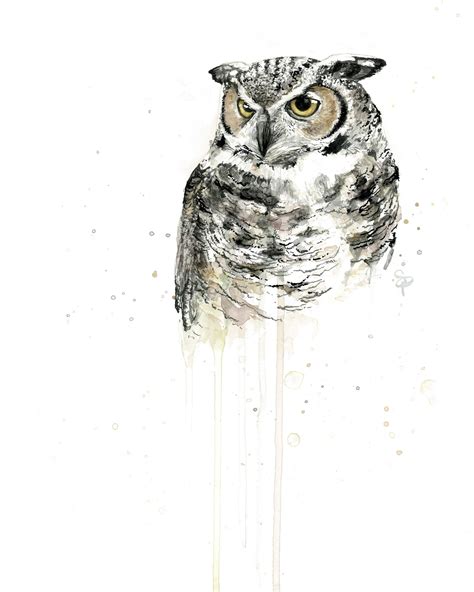 Great Horned Owl Watercolor PRINT SALE-buy 2 get 1 | Etsy