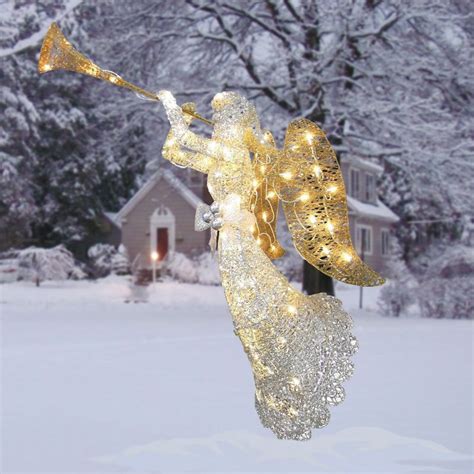 Christmas Outdoor Ornament Crystal Angel Lawn Decoration Lighted Festve ...