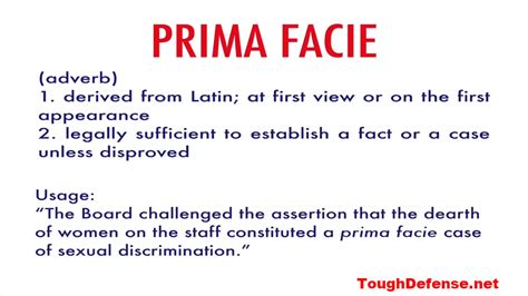 Prima Facie Meaning - Tough Defense