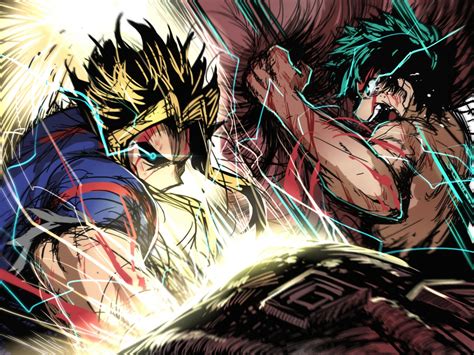 All Might vs Izuku Midoriya - My Hero Academia HD Wallpaper by でっち親分