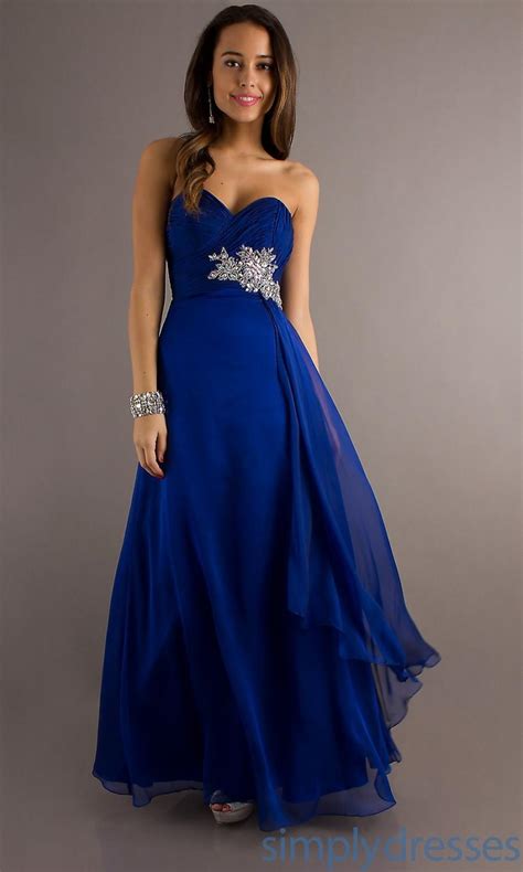 Luxurious Strapless A-line Beaded Sweetheart Temptation Royal Blue Floor Length Prom/evening ...