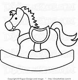 Clip Art Illustration Of A Rocking Horse Coloring Page  sketch template