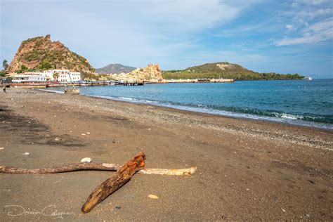 The beach at the Harbour on the Island of Vulcano, Italy