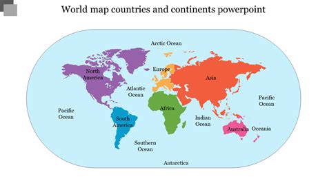 Informative Continents and Oceans Map PowerPoint Template