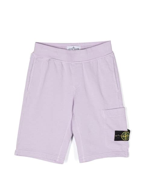 STONE ISLAND KIDS Logo Patch Shorts Purple – MAISONDEFASHION.COM