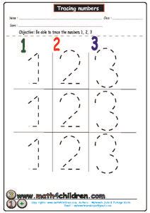 Tracing Numbers 1-3 Worksheet for Pre-K - 2nd Grade | Lesson Planet