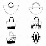 Set Of Beach Bags In The Style Doodle IllustrationBlack And White  sketch template
