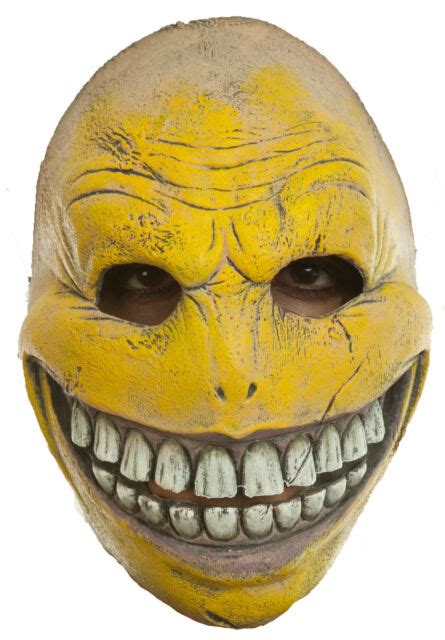 Smiley Face Front Face Latex Evil Grin Mask Adult Size Halloween Horror | eBay