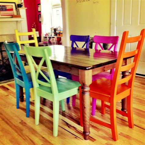 Rustoleum spray-painted chairs - these remind me of all the colored ...