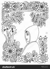 Zen Tangle Kopyushone Girl Under The Tree Dudling Coloring Book Page  sketch template