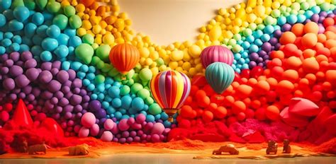 Premium Photo | A colorful balloon background with balloons and rainbow