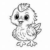 CHICKEN COLORING PAGE Chick Cute Funny Character Linear Illustration  sketch template