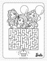 Printables Barbies Birthday Maze Coloring Page High Quality Free  sketch template