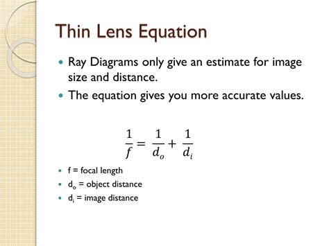PPT - Pre-AP Physics Thin Lens Equation & Magnification PowerPoint Presentation - ID:2209993
