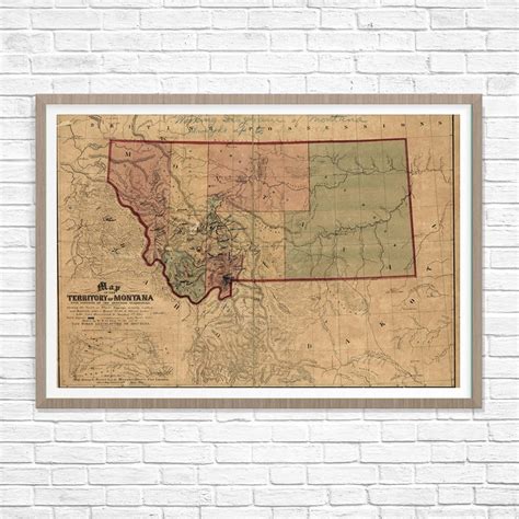 Old Map of Montana Montana Map 1865 Territory of Montana - Etsy