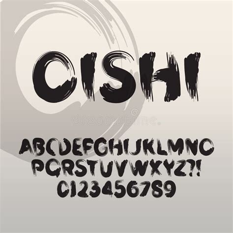 Oishi, Abstract Japanese Brush Font And Numbers Stock Vector ...