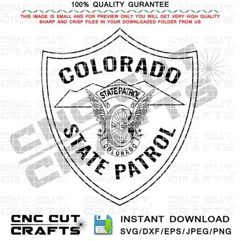 Colorado State Patrol Badge Vector Svg Dxf Black White Outline - Etsy Australia