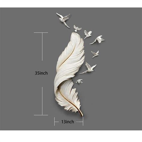 Modern Angel Wings Feather Large Wall Decor Art (White/Blue) in 2021 ...