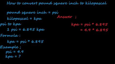 how to convert psi to kilo pascal - pressure converter - YouTube