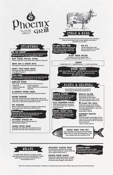 Menu — Phoenix Grill & Event Center