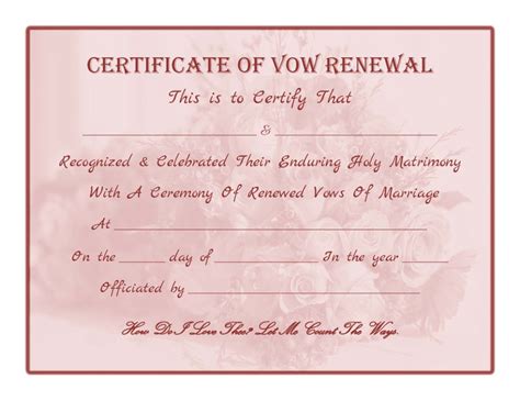 Wedding Vow Renewal Certificate Printable Here Another Similar Throughout Blank Marriage ...