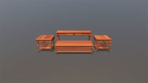 Wooden Living Room Table Set - Download Free 3D model by Jeff Kratzer (G1ngerBoy) (@G1ngerBoy ...