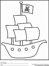 Simple Pirate Ship Drawing Sketch Coloring Page sketch template