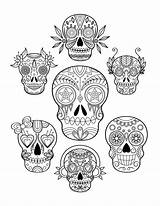 Printable Sugar Skulls Coloring Page sketch template