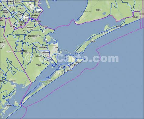 Galveston Zip Code Map – Map Vector