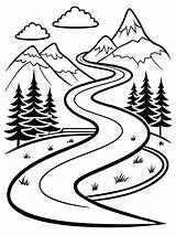 Winding road colouring Book Pages For Children And Adults With Vector  sketch template