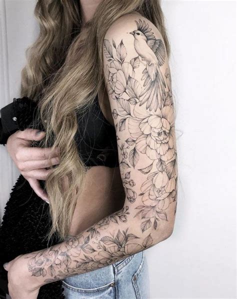 32+ Beautiful Ways to Flower Tattoo Sleeve for Women (Designs Inspiration....) | Wagepon Ideas ...