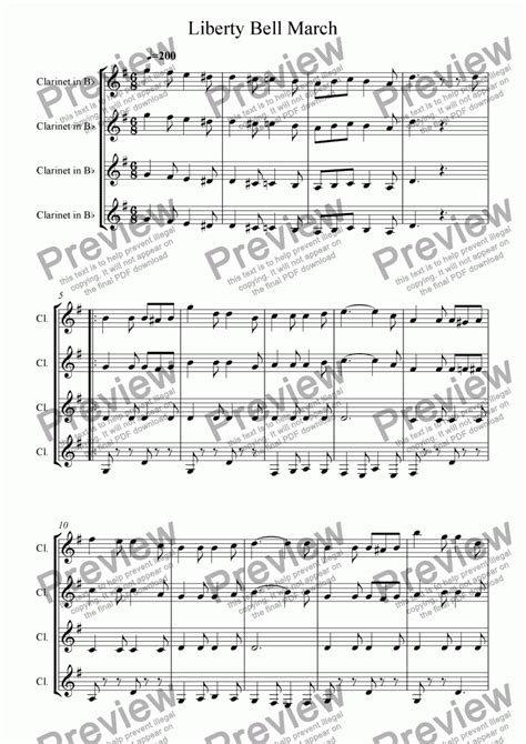 Liberty Bell March (Clarinet Quartet) - Download Sheet Music PDF file