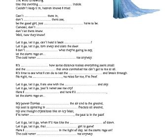 Song Worksheet: Let It Go by Idina Menzel ("Frozen" Movie)