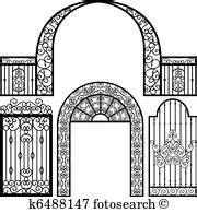 Gate and Fence Clip Art | k2326248 | Entrance gates, Wrought iron gate ...