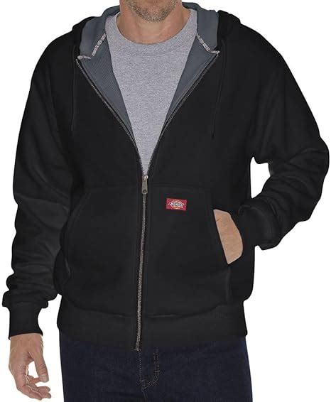 Dickies Tall Men's Full Zip Fleece Hoodie Thermal Lined Jacket Black ...