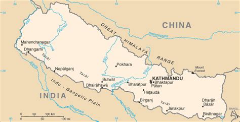 Nepal Map (Physical) - Worldometer