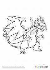 Pokémon Mega Charizard X Coloring Page  Pokemon coloring sketch template