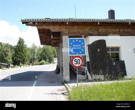 Border sign Republic of Austria at the DÃ¼rrnberg border crossing the ...