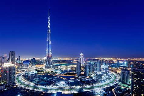 UAE city of Dubai wallpaper, burj khalifa building, lights, Night ...