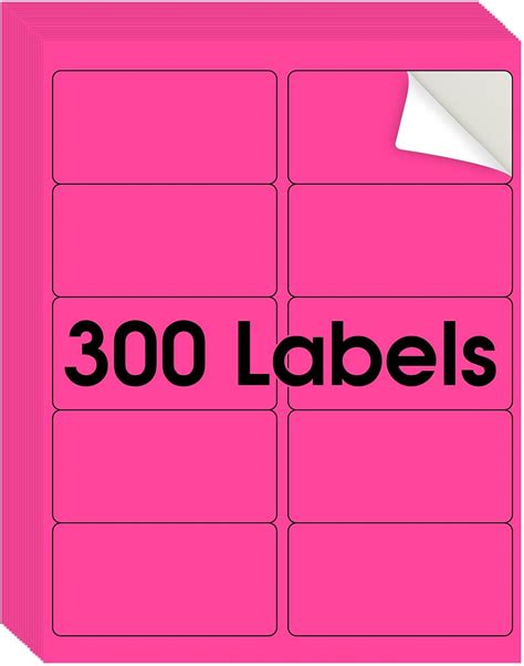 Amazon.com : MaxGear 8-1/2" x 11" Neon Pink Labels - Fluorescent Labels, Template 5163, for ...