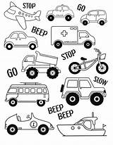 Carsplanes And Trucks Coloring Pageinstant Download Printvehicle  sketch template