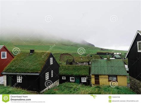 Typical Houses with the Grass Roof in the Faroe Islands Stock Photo ...