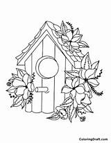 Bird House Coloring Pages  ColoringDraftcom sketch template