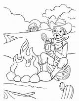 Premium Vector  Cowboy Campfire Coloring Page For Kids sketch template