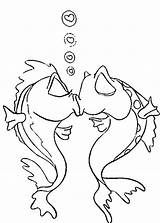 Love Is In The Air kissing fish coloring Pages Download Print Online  sketch template