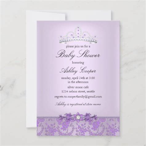 Purple Princess Baby Shower Tiara Invitation | Zazzle