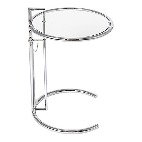 1980s Mid Century Chrome & Glass Side Table Attributed to Eileen Gray | Chairish