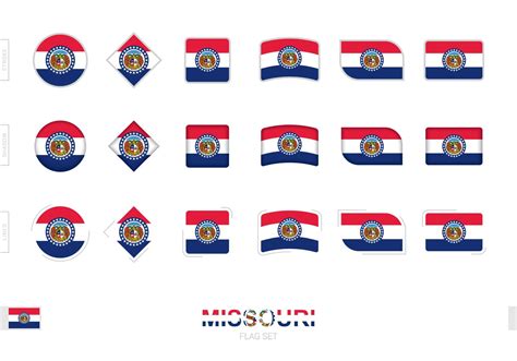 Missouri flag set, simple flags of Missouri with three different ...