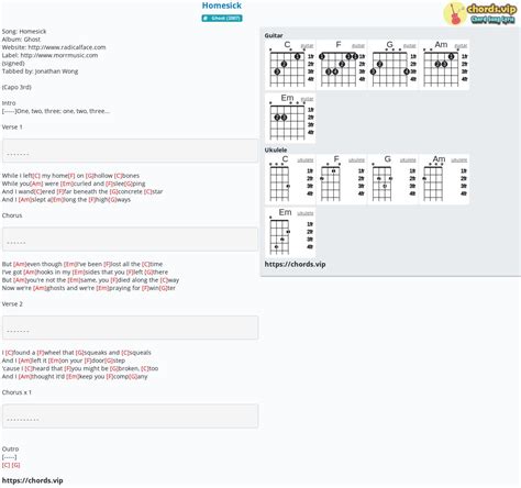 Hợp âm: Homesick - cảm âm, tab guitar, ukulele - lời bài hát | chords.vip